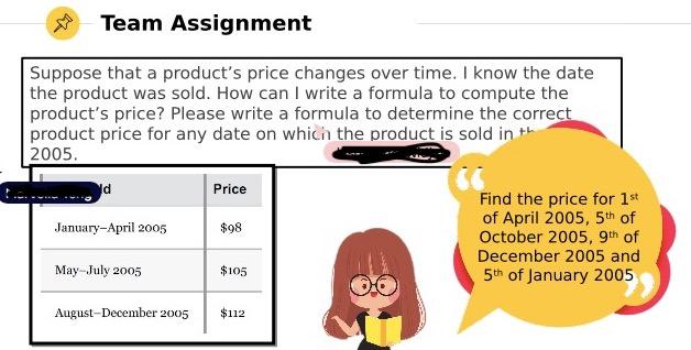 exel Microsoft Team Assignment Suppose that a product's price changes over