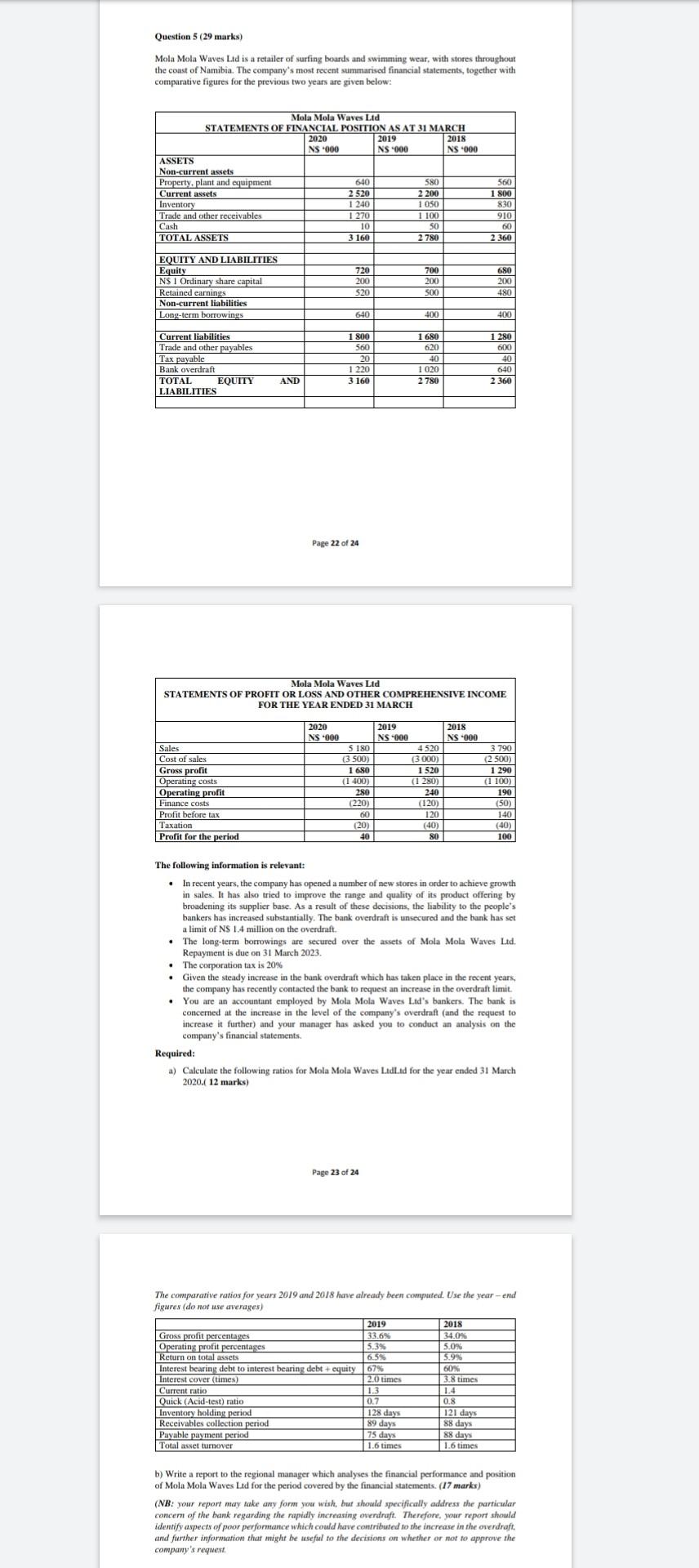 Old MathJax webview Question 5 (29 marks) Mola Mola Waves Ltd is