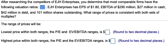 Comp 1 Comp 2 Comp 3 Comp 4 EV/EBITDA 12 11 12.5