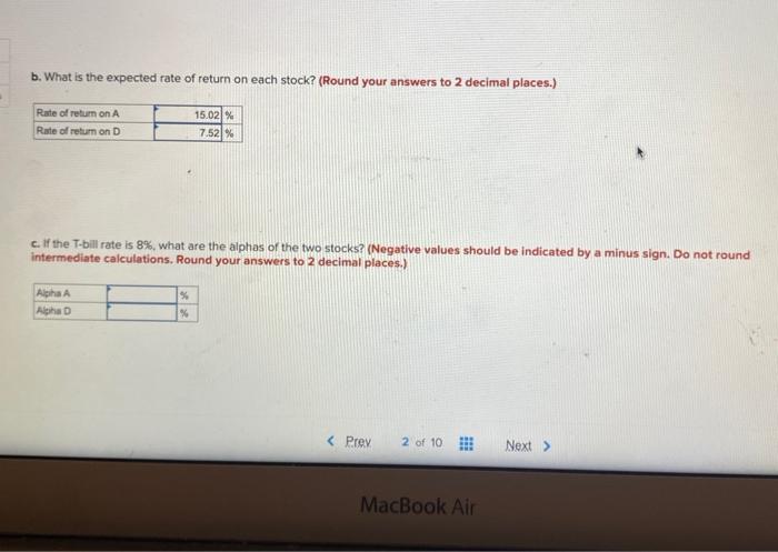 on two stocks and the market index in two scenarios: Aggressive Stock