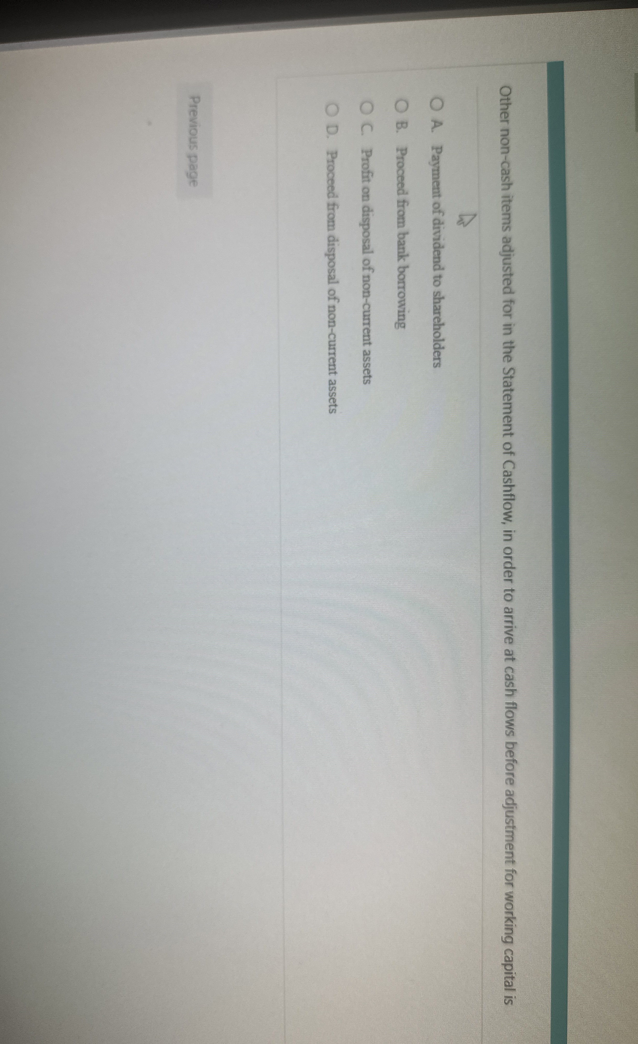  Other non-cash items adjusted for in the Statement of Cashflow, in