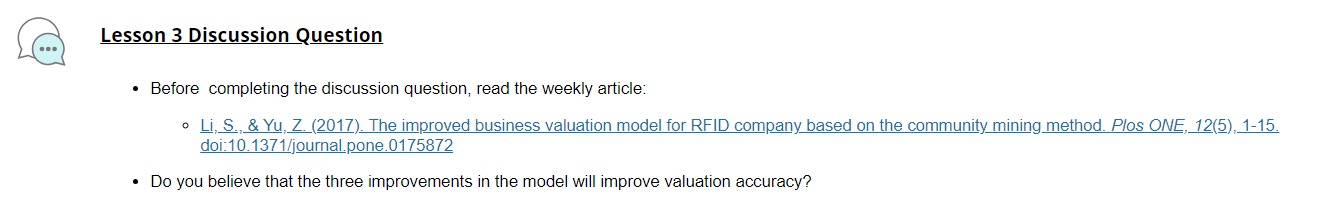  esson 3 Discussion Question - Before completing the discussion question, read