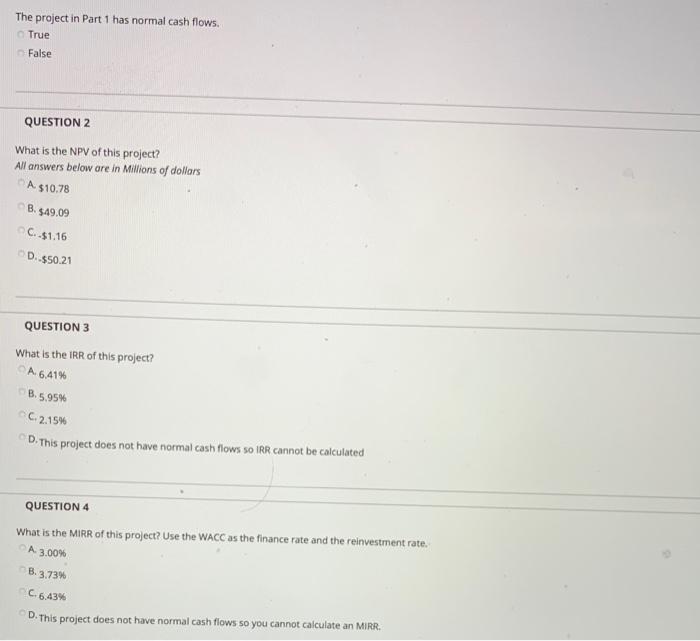 unit 7. Part 1: Use the following information to answer questions 1