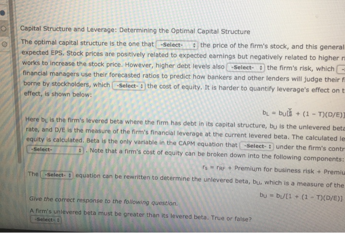  OCapital Structure and Leverage: Determining the Optimal Capital Structure o The