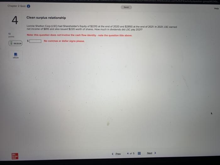  Chapter 2 Que 2 0 4 Clean surplus relationship Lonnie Shelton