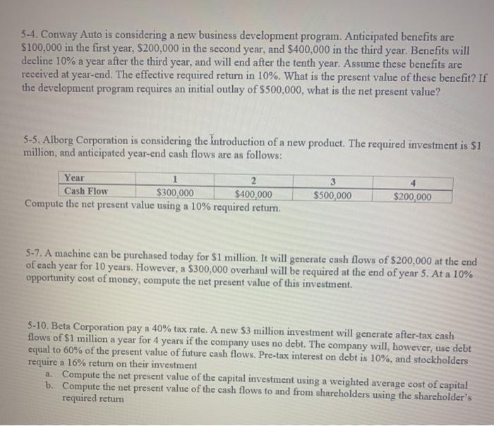 if possibke please include excel formulas and steps taken. Thank you! 5-4.