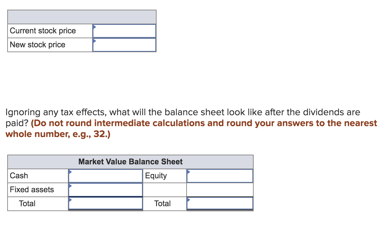 value terms. There are 10,000 shares of stock outstanding. Cash Fixed Market