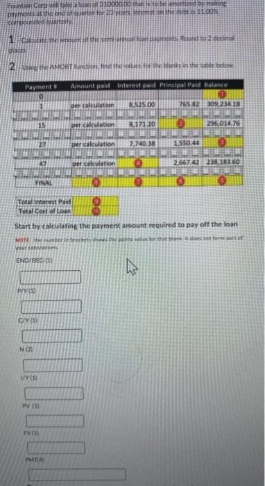 the amortization schedule shown above. 1. Balance at the beginning of the