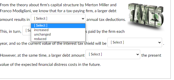capital structure by Merton Miller and Franco Modigliani, we know that for