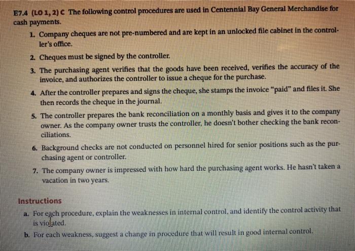  Please help me in this E7.4 (LO 1, 2) c The