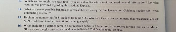  13. Which section might you read first if you are unfamiliar