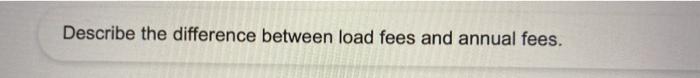  Describe the difference between load fees and annual fees