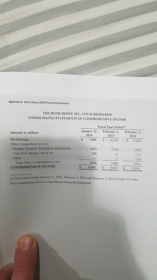 the content of the 2015 financial ments of Home Depot, Inc, reproduced
