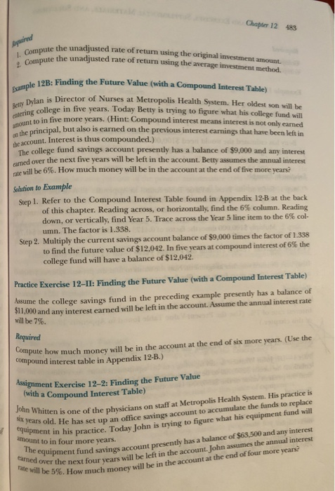 Rate of Return Assumptions Average annual net income Original investment amount $1,000,000