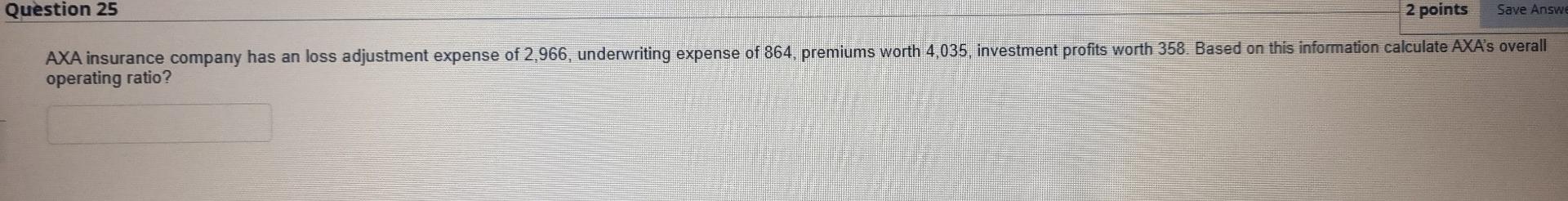 An insurance company has a combined ratio of 1.4, overall operating ratio