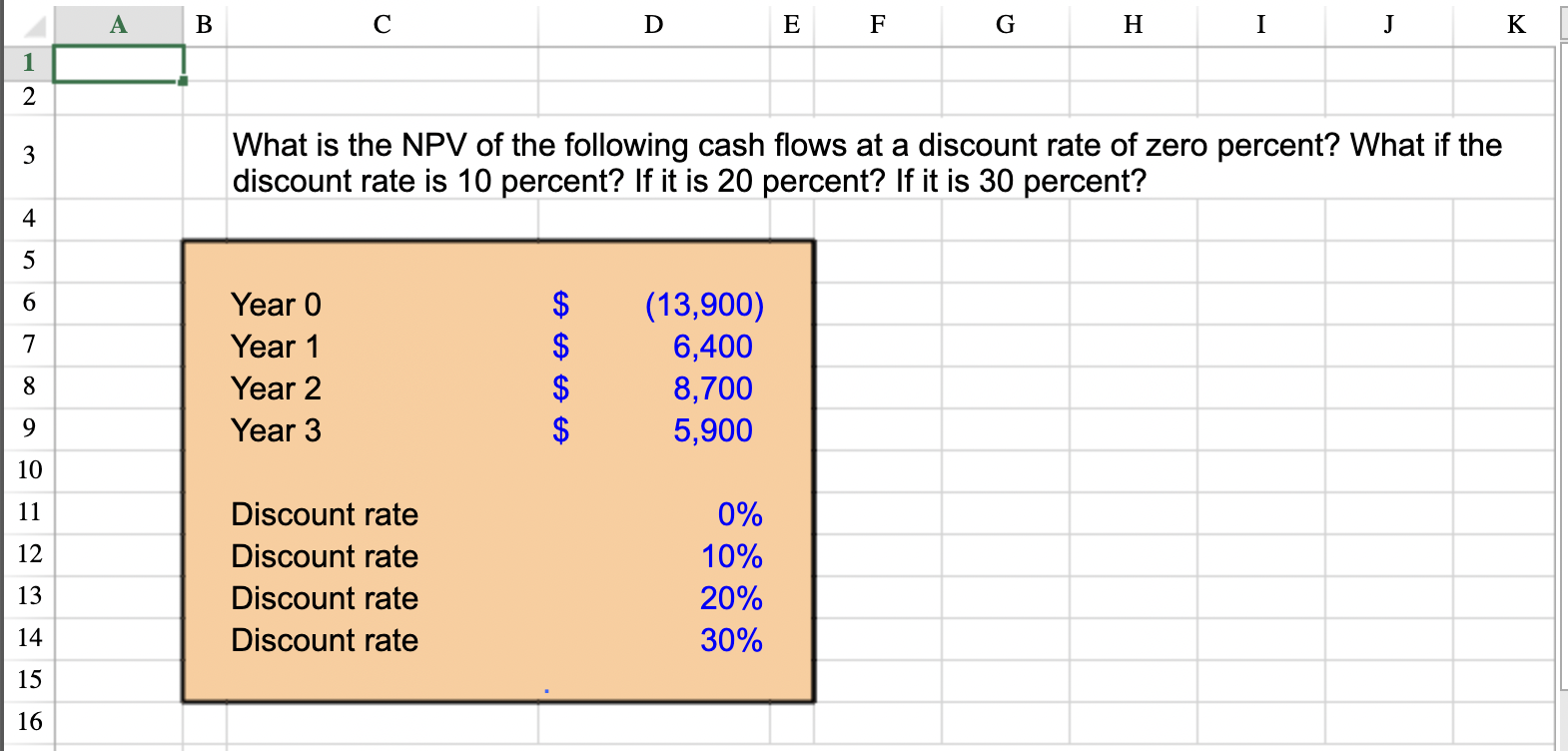 3. Please Answer in excel formulas A B D E F G