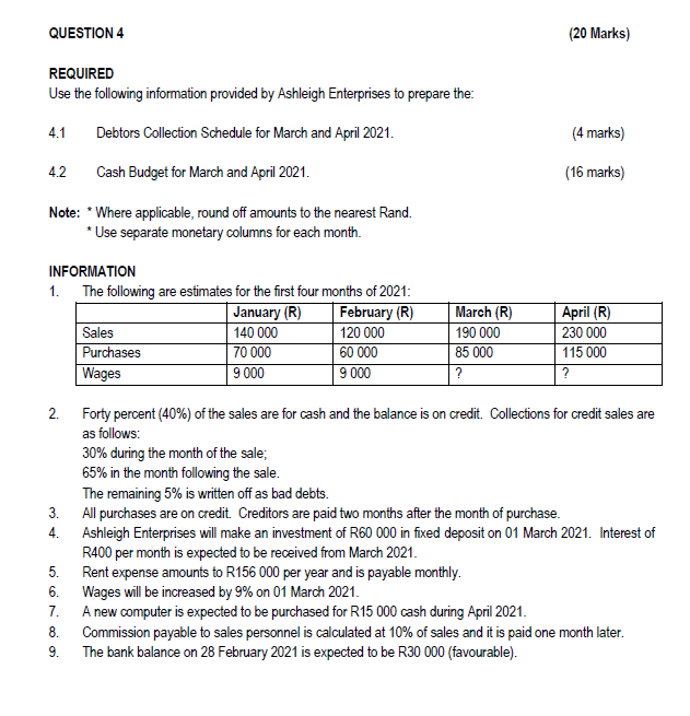 REQUIRED Use the information provided below to complete the Cash Flow Statement