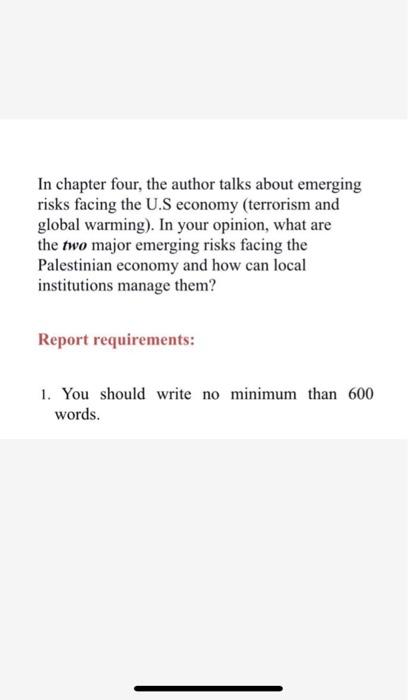 two major emerging risks facing the Palestinian economy and how can local