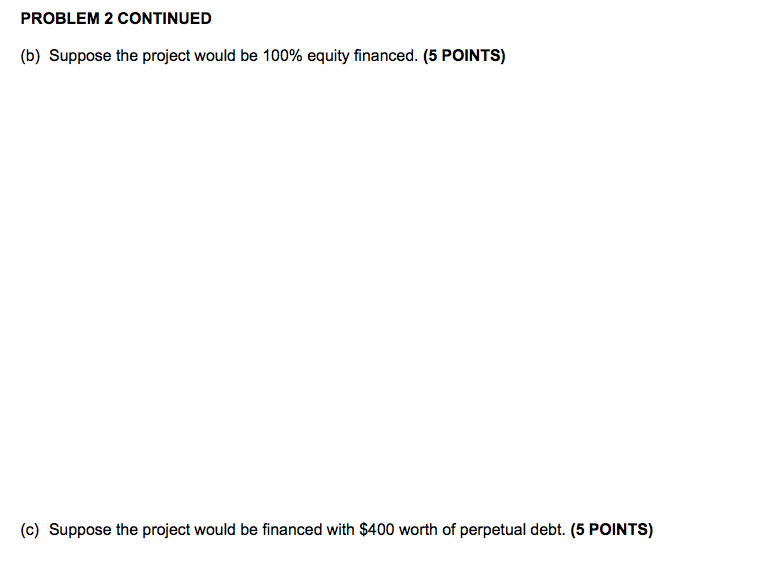 XYZ. Suppose company ABC wants to take on a project that is