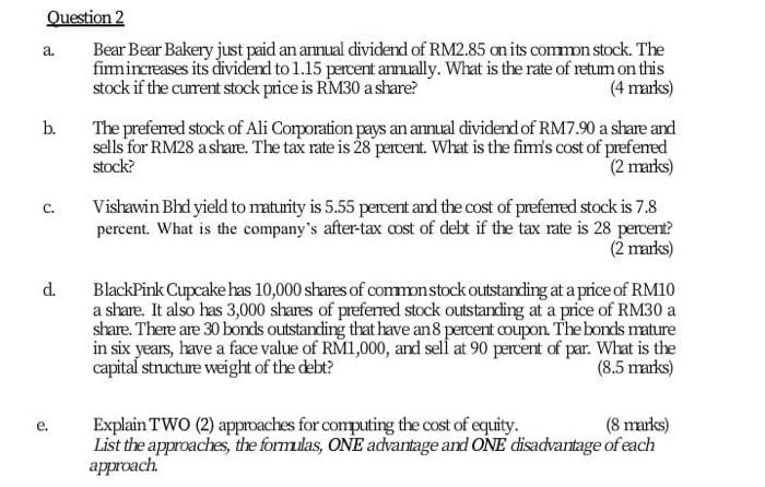 please reply ASAP a. Question 2 Bear Bear Bakery just paid an