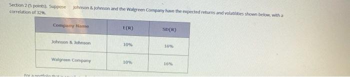  could someone probide correct answers Section 25 points). Suppose Johnson &