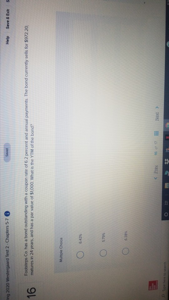 ring 2020 Westergaard Test 2 - Chapters 5-7 | Saved Help