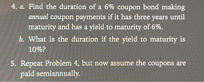 answer 4 and 5 please 4. \\( a \\). Find the duration