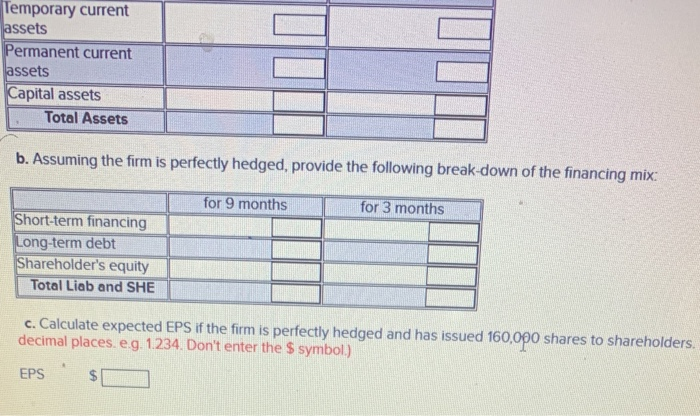  Temporary current assets Permanent current assets Capital assets 1 Total Assets