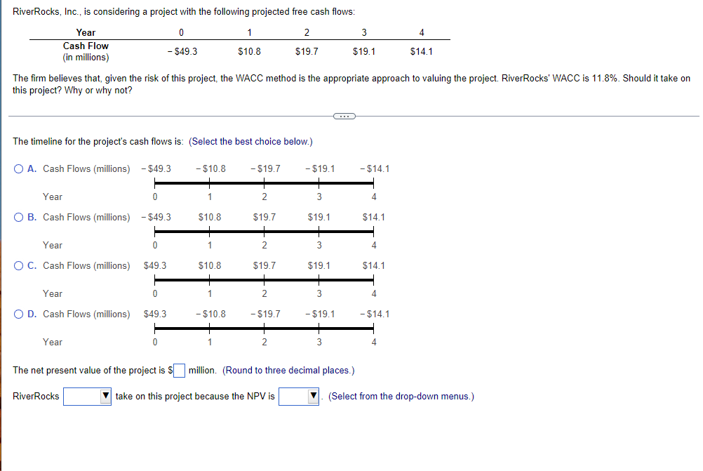  1 4 River Rocks, Inc., is considering a project with the