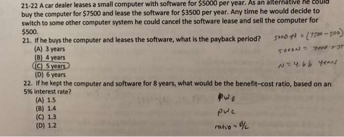 21-22 A car dealer leases a small computer with software for