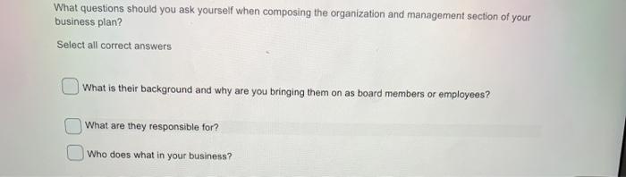  What questions should you ask yourself when composing the organization and