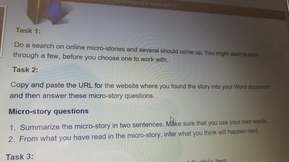ou ng a Task 1: Do a search on online micro-stories