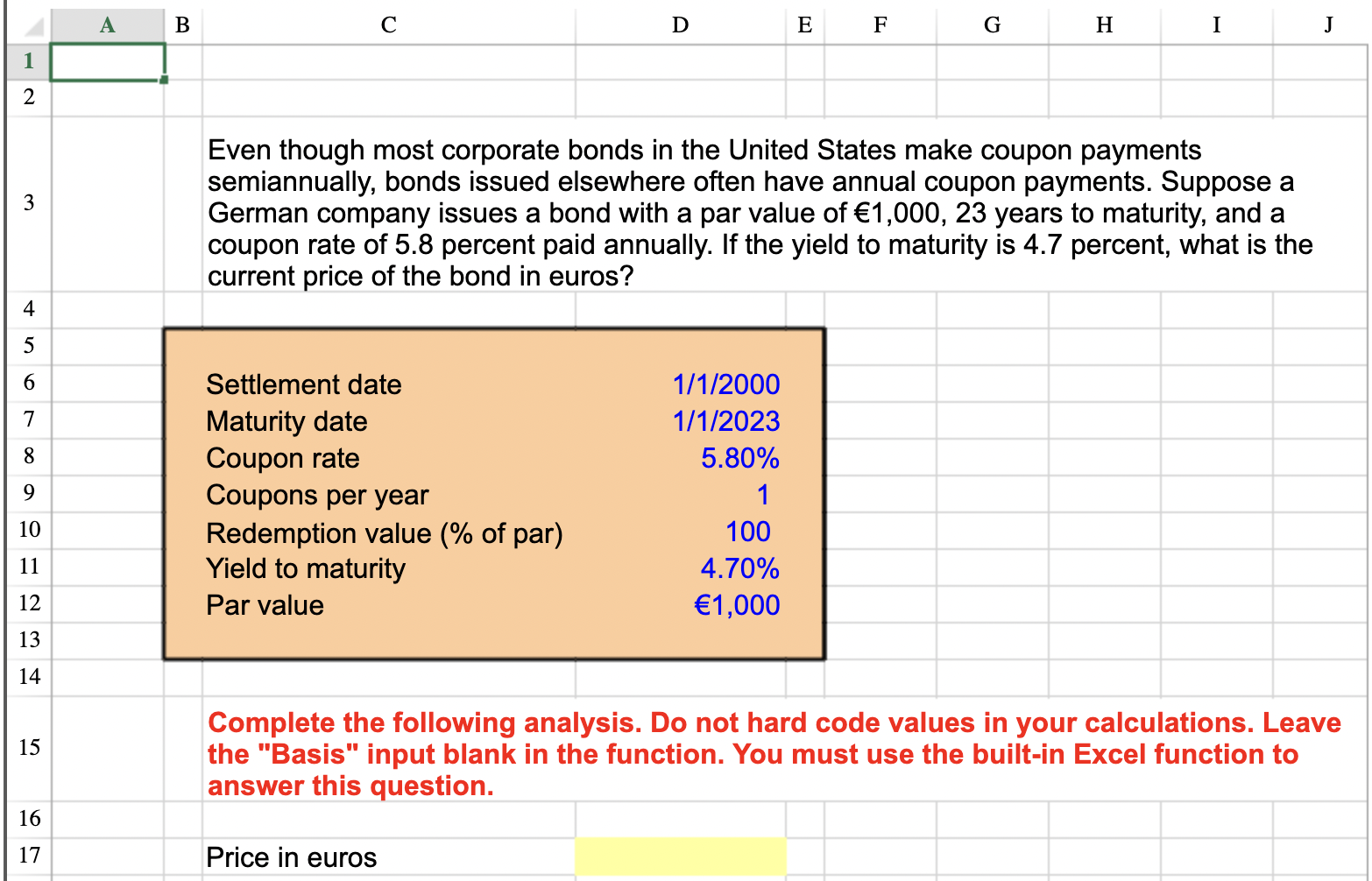 6.) Please Answer in Excel Formulas B D E F G H