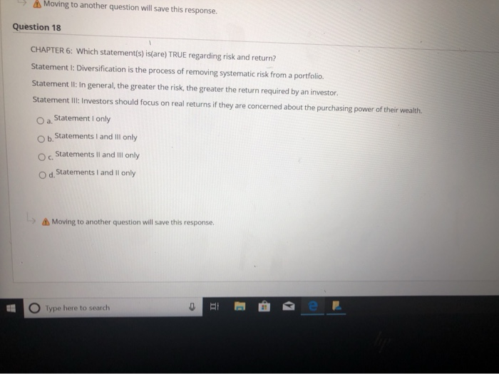  Moving to another question will save this response. Question 18 CHAPTER