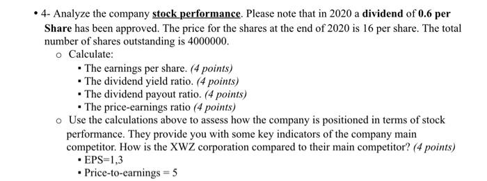  - 4- Analyze the company stock performance. Please note that in