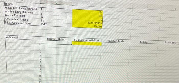 please help. show formula in excel please. goes down to 30 wothdrawals