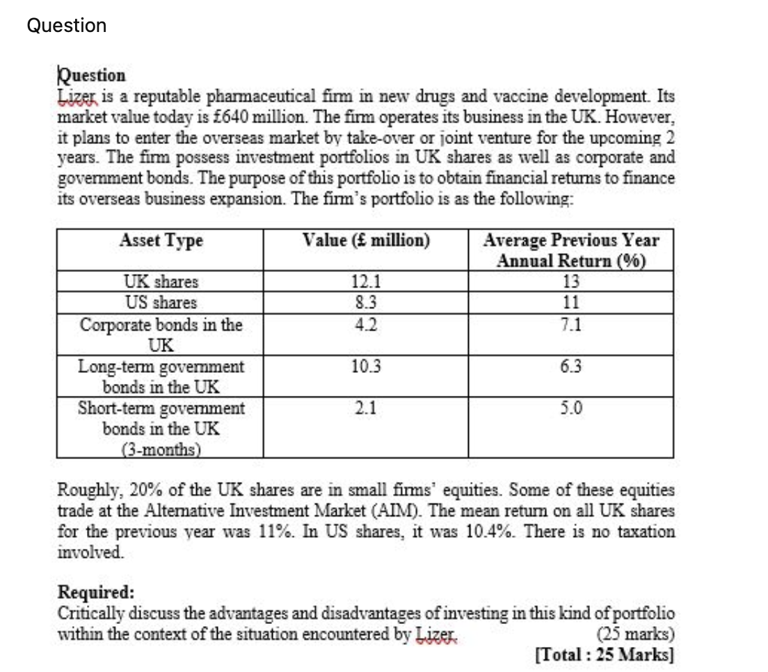 Note: This is a case study question Question Question Lizer is a