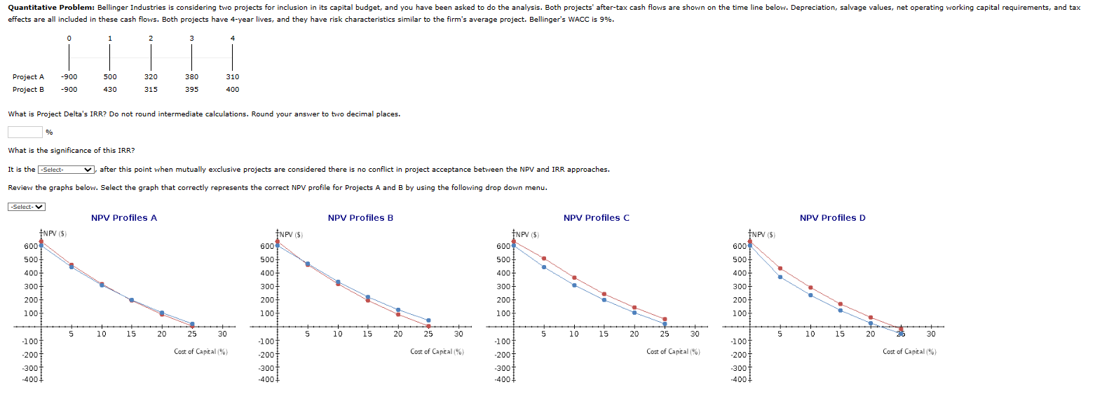 What is Project Delta's IRR? Do not round intermediate calculations. Round