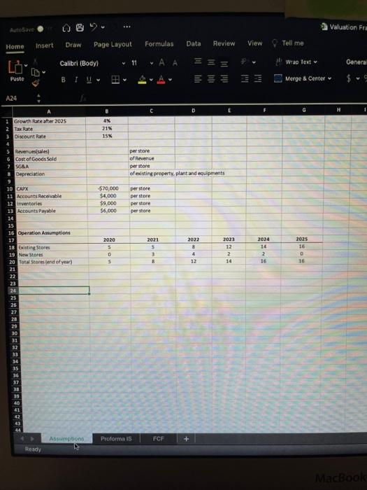 the excel file (attached) for this short project and assume that this