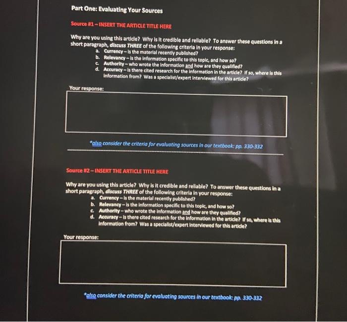 assignment, we are starting to put together some of the research we