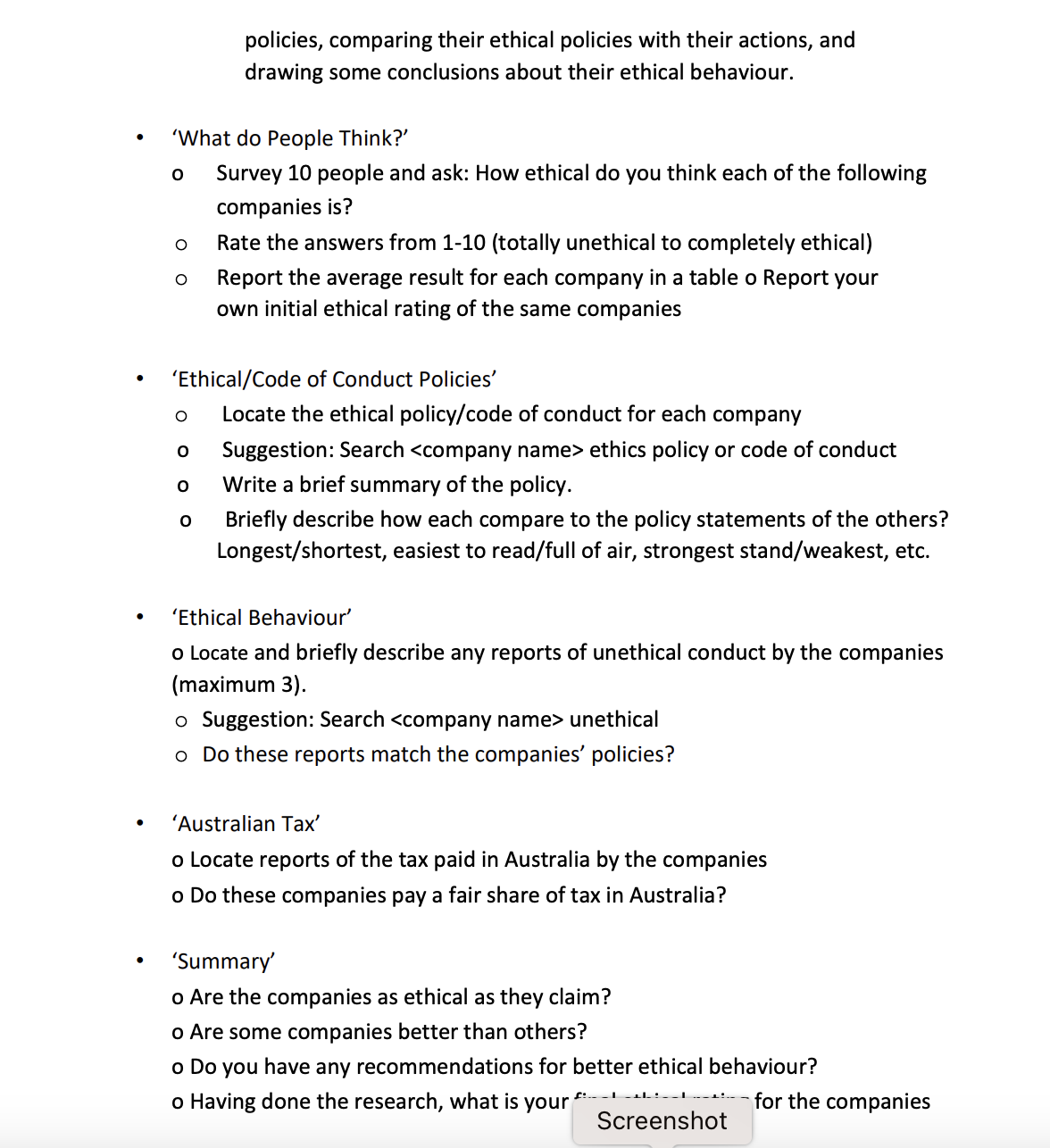 'How Ethical are Major Internet Companies?' Methodology: Write a business report with