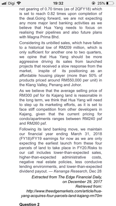 suggest the possible implications of Hua Yang Bhd's gearing situation on the