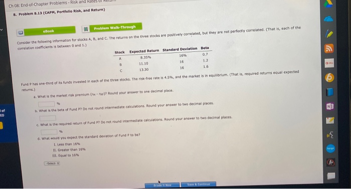  Ch 08:End-of-Chapter Problems. Risk and Rates IRON 8. Problem 8.13 (CAPM,