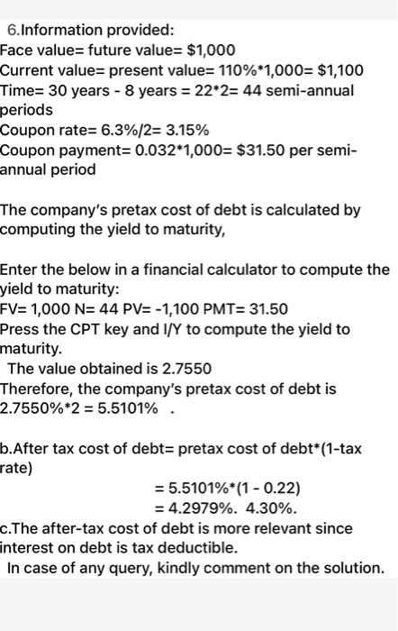 Debt For the firm in Problem 6, suppose the book value of
