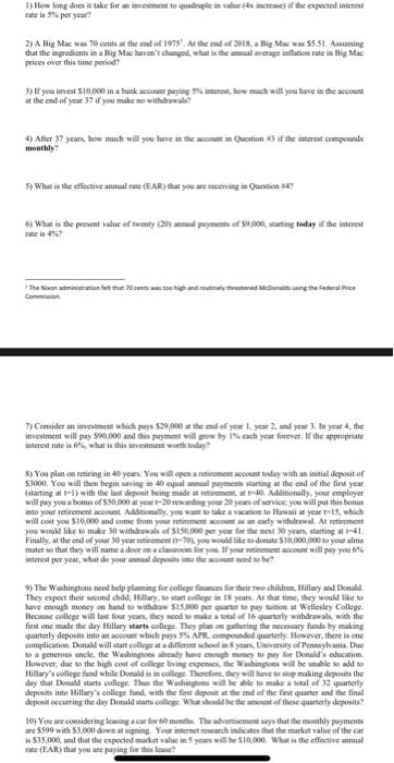 take for me to quadruple in value (4x increase if the expected