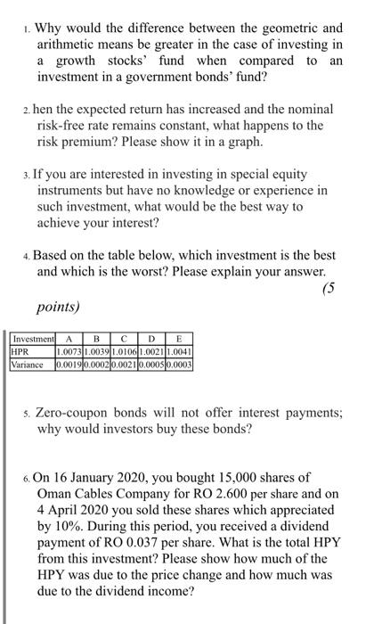  1 1. Why would the difference between the geometric and arithmetic