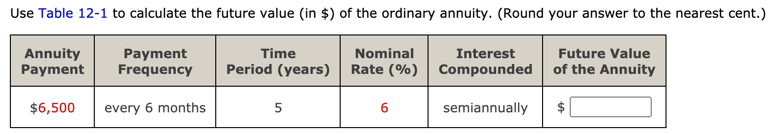 the annuity due. (Round your answer to the nearest cent.) Annuity Payment