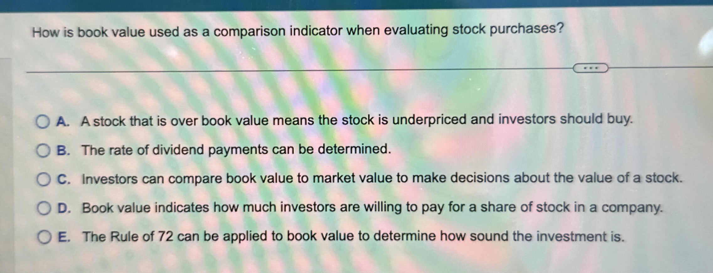  How is book value used as a comparison indicator when evaluating