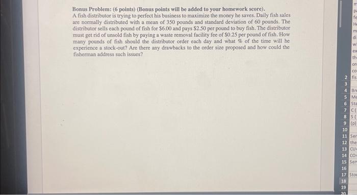  Bonus Problem: ( 6 points) (Bonus points will be added to