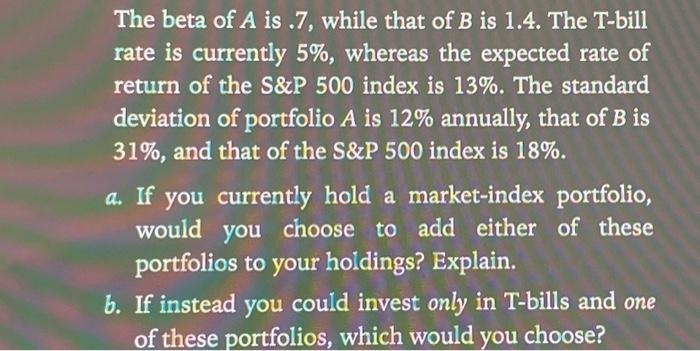 expected rates of return on portfolios A and B are \12 and